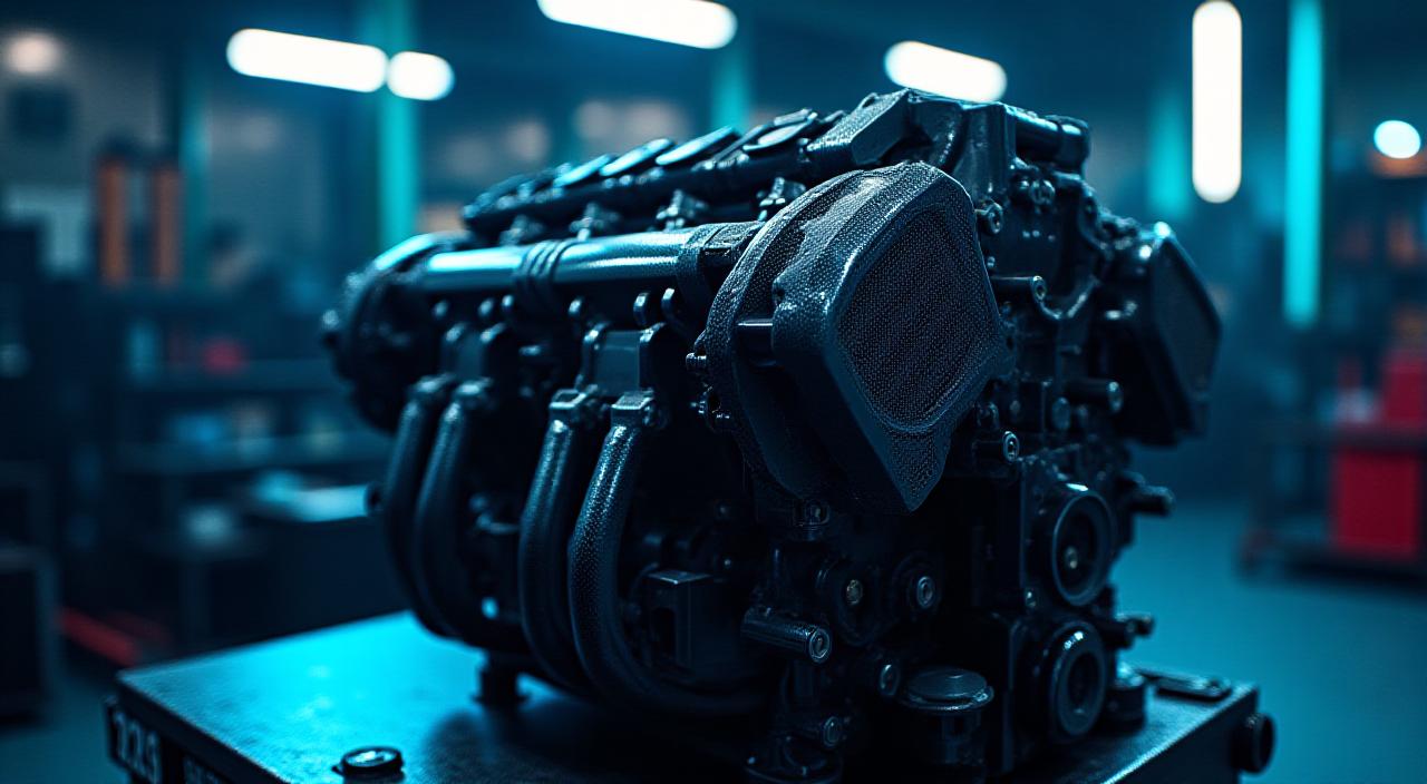 Motore sportivo ad alte prestazioni su banco prova